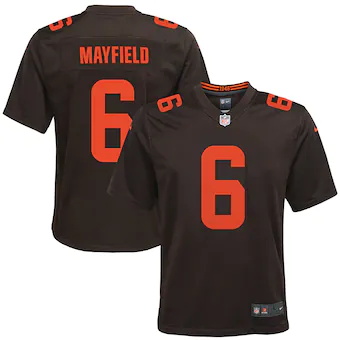 youth nike baker mayfield brown cleveland browns alternate 